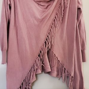 Pink fringed sweater